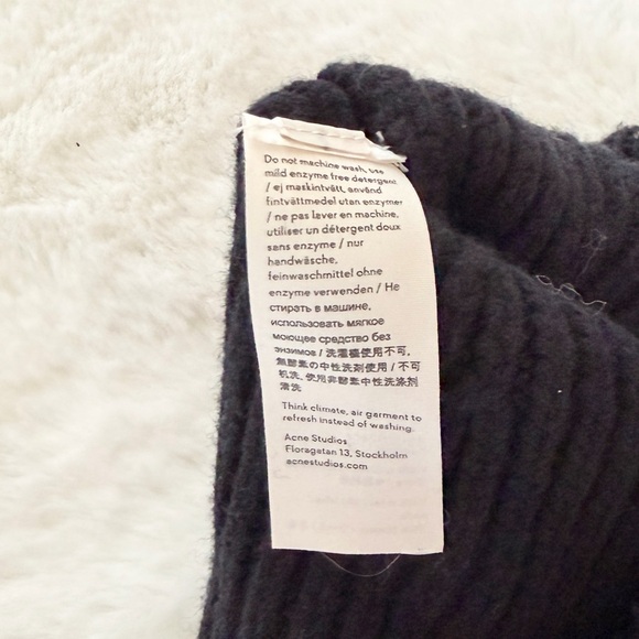 Authentic Acne Studios PANSY N FACE Black Ribbed Knit Beanie OS 56 cm 100% Wool - Picture 6 of 7